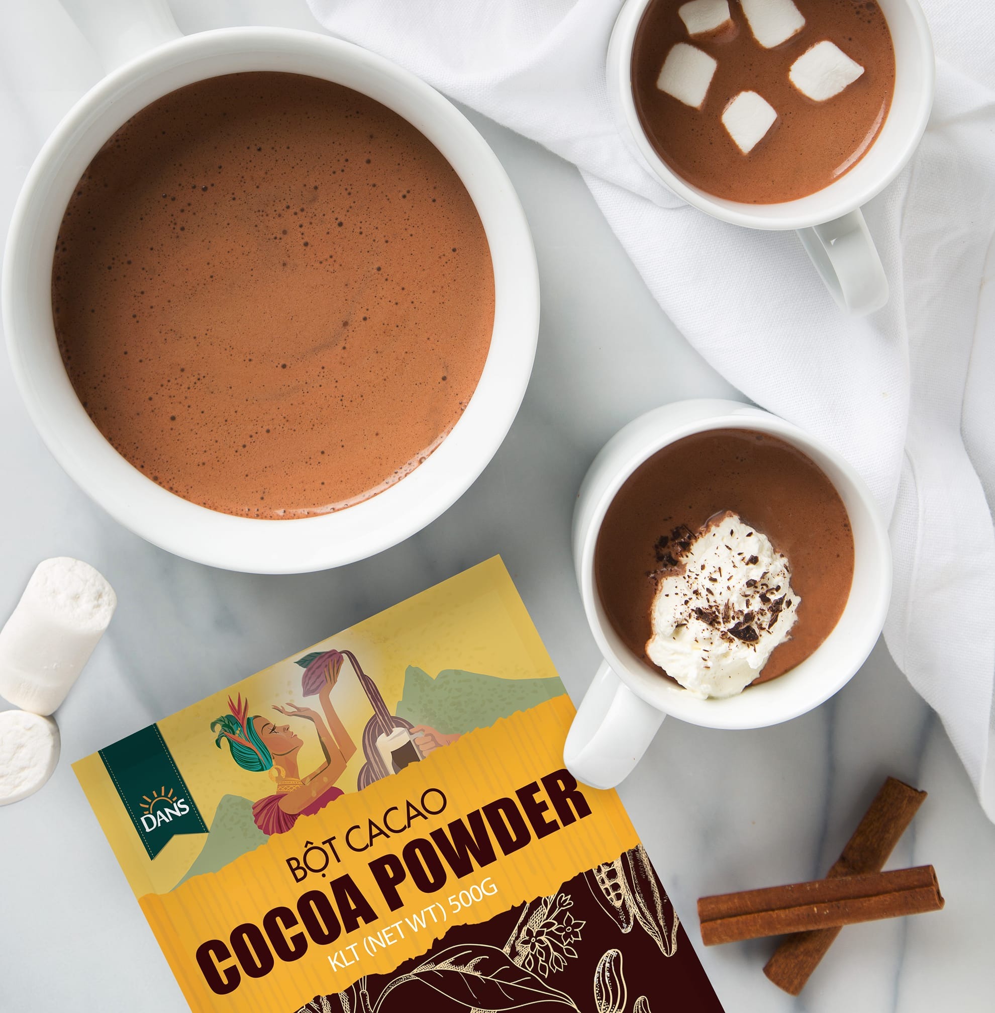 Bột cacao nguyên chất Dans gói 500g