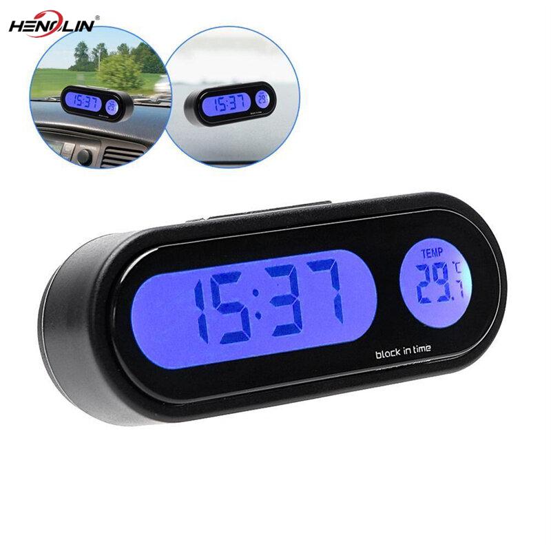 Xe Mini Đồng Hồ Điện Tử Thời Gian Đồng Hồ Tự Động Bảng Điều Khiển Đồng Hồ Sáng Nhiệt Độ Màu Đen Hiển Thị Kỹ Thuật Số Phụ Kiện Xe Hơi