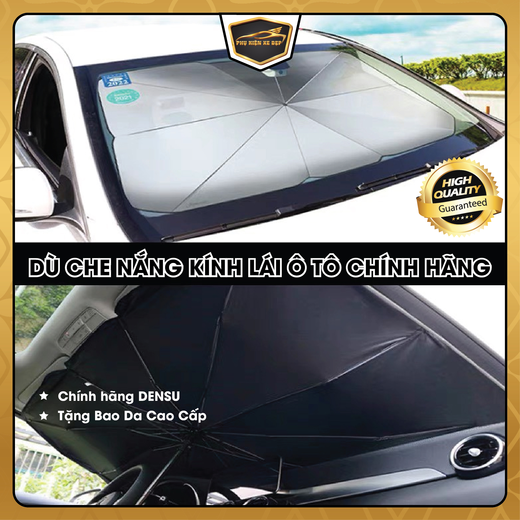 (CHÍNH HÃNG) Dù Che Nắng Kính Lái Ô Tô DENSU - Ô Che Nắng Kính Lái Ô Tô - Có Bao Da đựng cao cấp