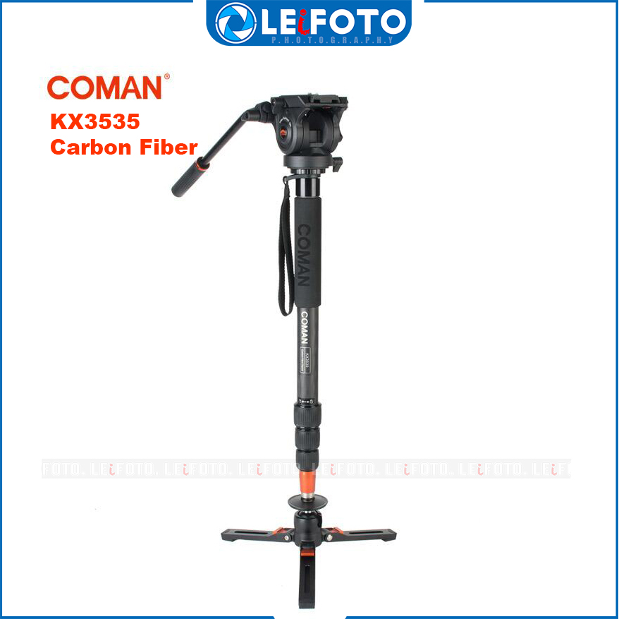 Coman KX3535 Pro Carbon Fiber Tripod Video Monopod with Fluid Pan