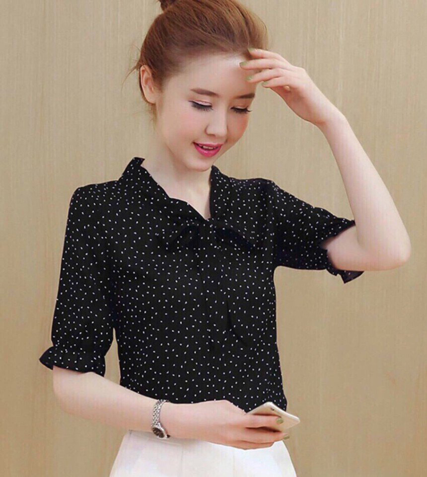 Áo Sơ Mi Nữ Chấm Bi MIA HK-SM0MIA2(Trắng)