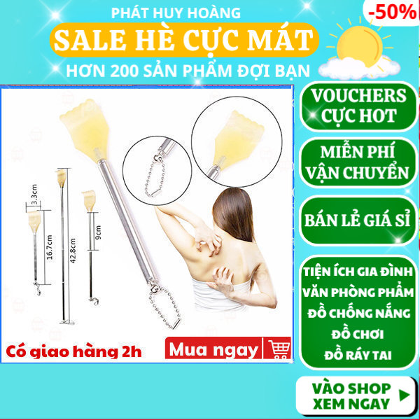Cây gãi lưng kéo dài nhỏ gọn thông minh, cây gay lưng bằng inox không gỉ, cây gai lưng, gay gai lung inox sieu tiện, cây gãi lưng kéo dài, Gai lung đa năng gấp gọn, cây gải lưng inox, dụng cụ gãi lưng có thể thu gọn, Phát Huy Hoàng