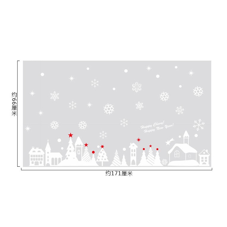 Decal trang trí noel thành phố tuyết trắng