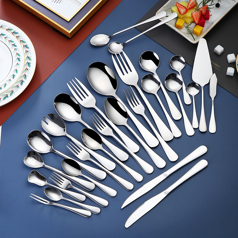 Western Dinnerware Stainless Steel Mirror Silverware Set Tableware ...