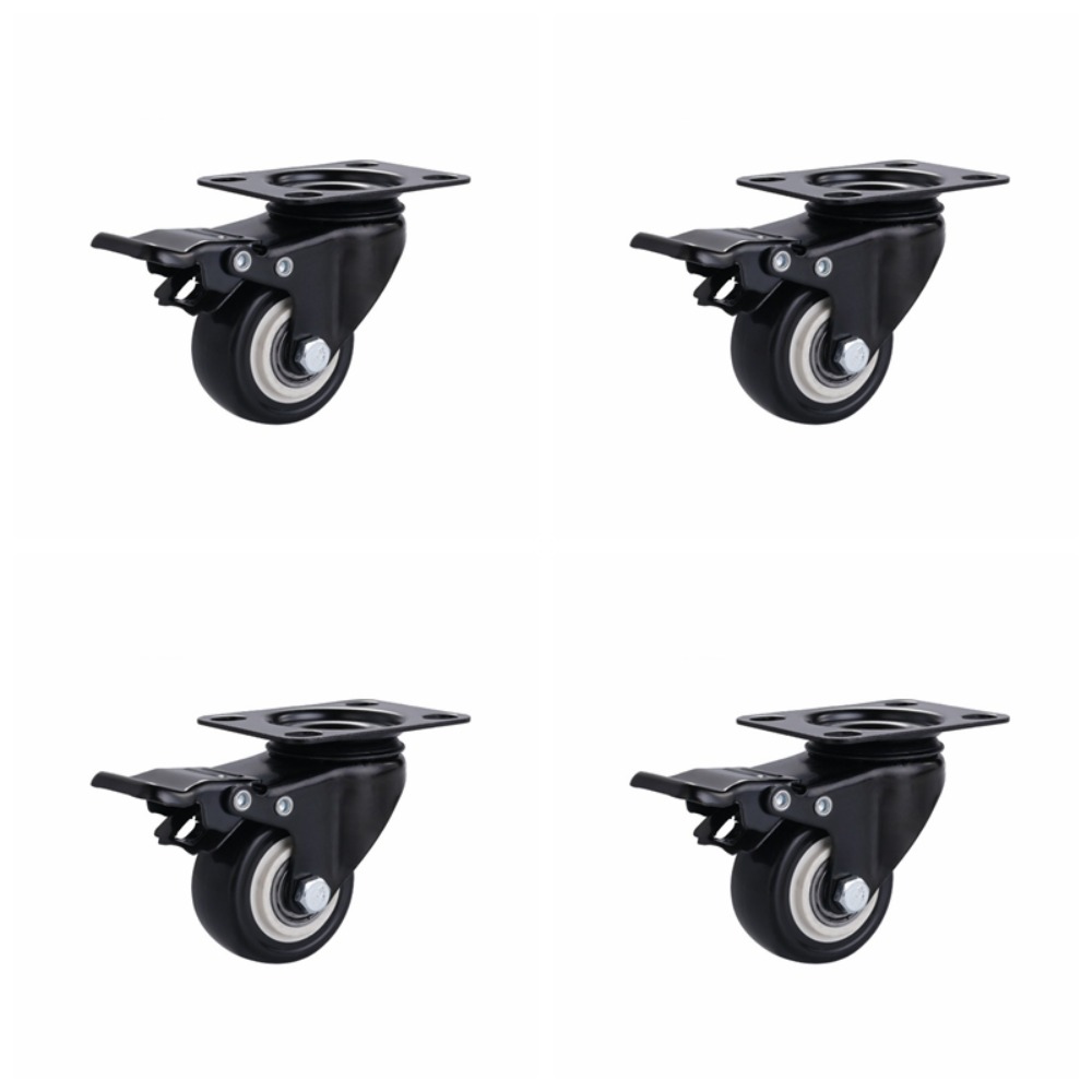 4PCS Universal 360° Rotation Heavy Duty Casters Mute With Brake Rubber ...