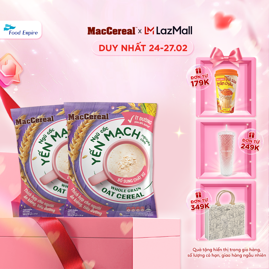 Combo 2 túi Bột Ngũ Cốc Dinh Dưỡng Ít Đường - MacCereal (túi 20 gói x 28g)