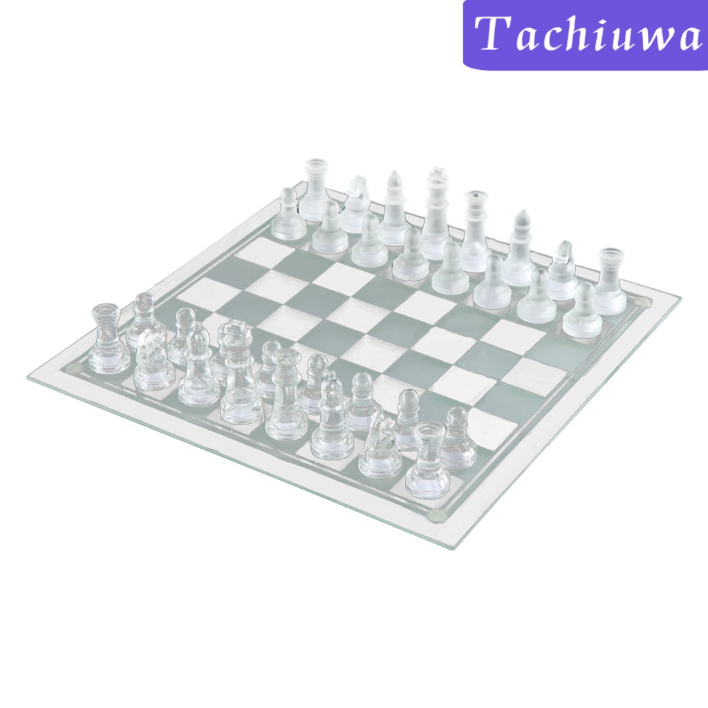 Bộ bàn cờ vua bằng thủy tinh mờ trong suốt