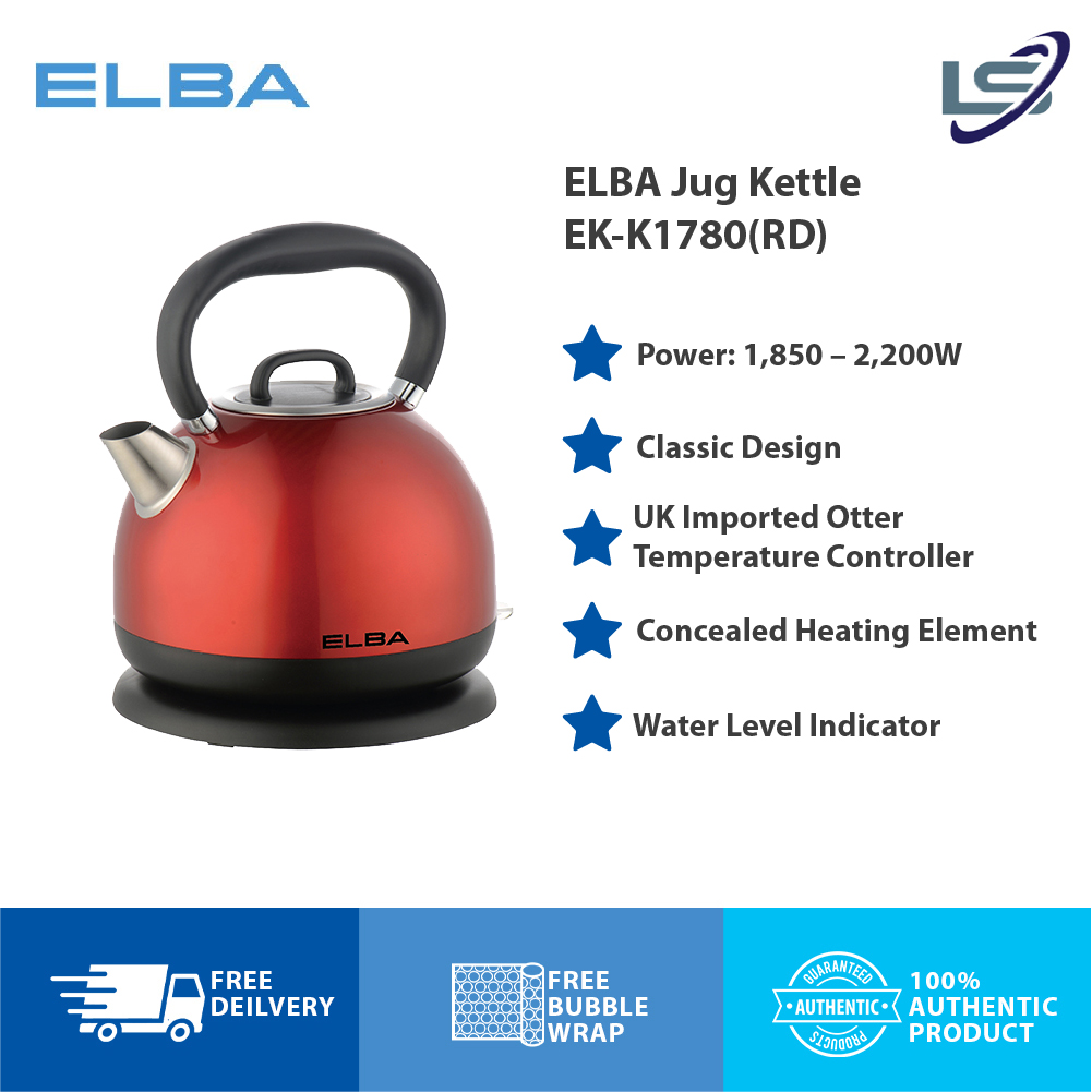 ELBA 1.7L Jug Kettle EKK1780(RD) UK Imported Otter Temperature