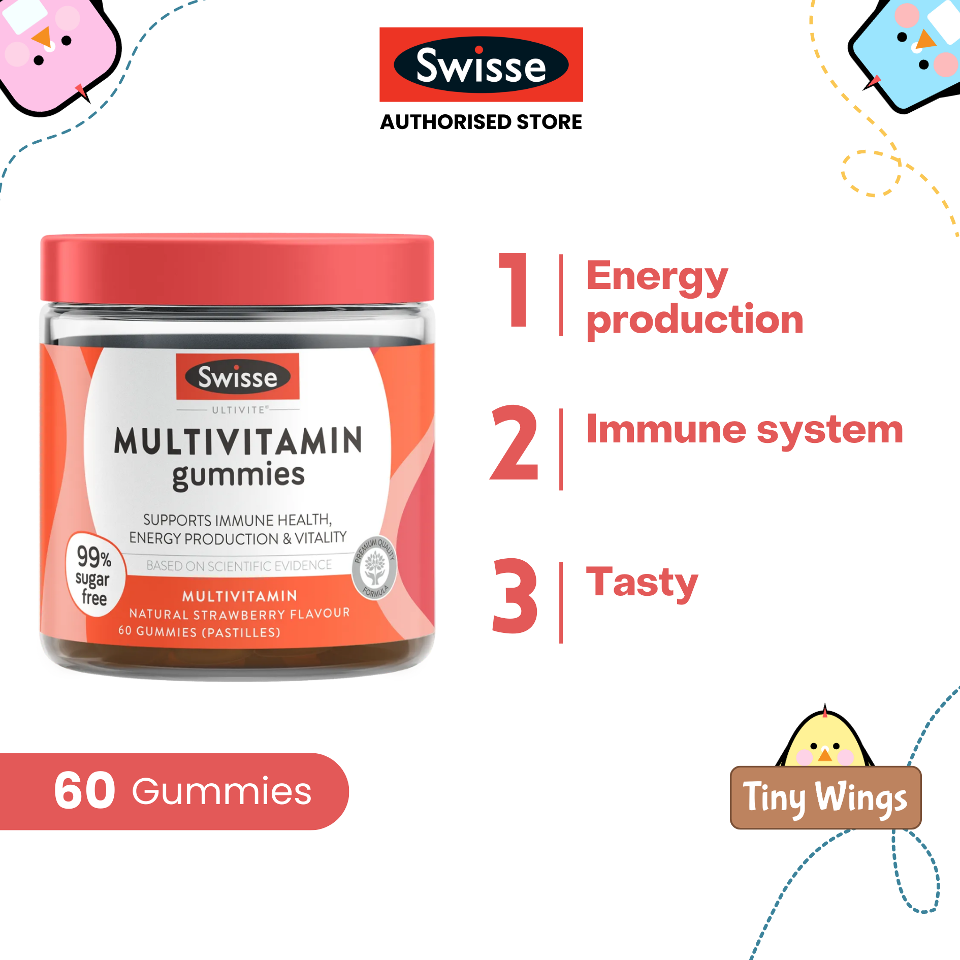 [Authorized Store] Swisse Multivitamin Gummies 60S [TinyWings.SG