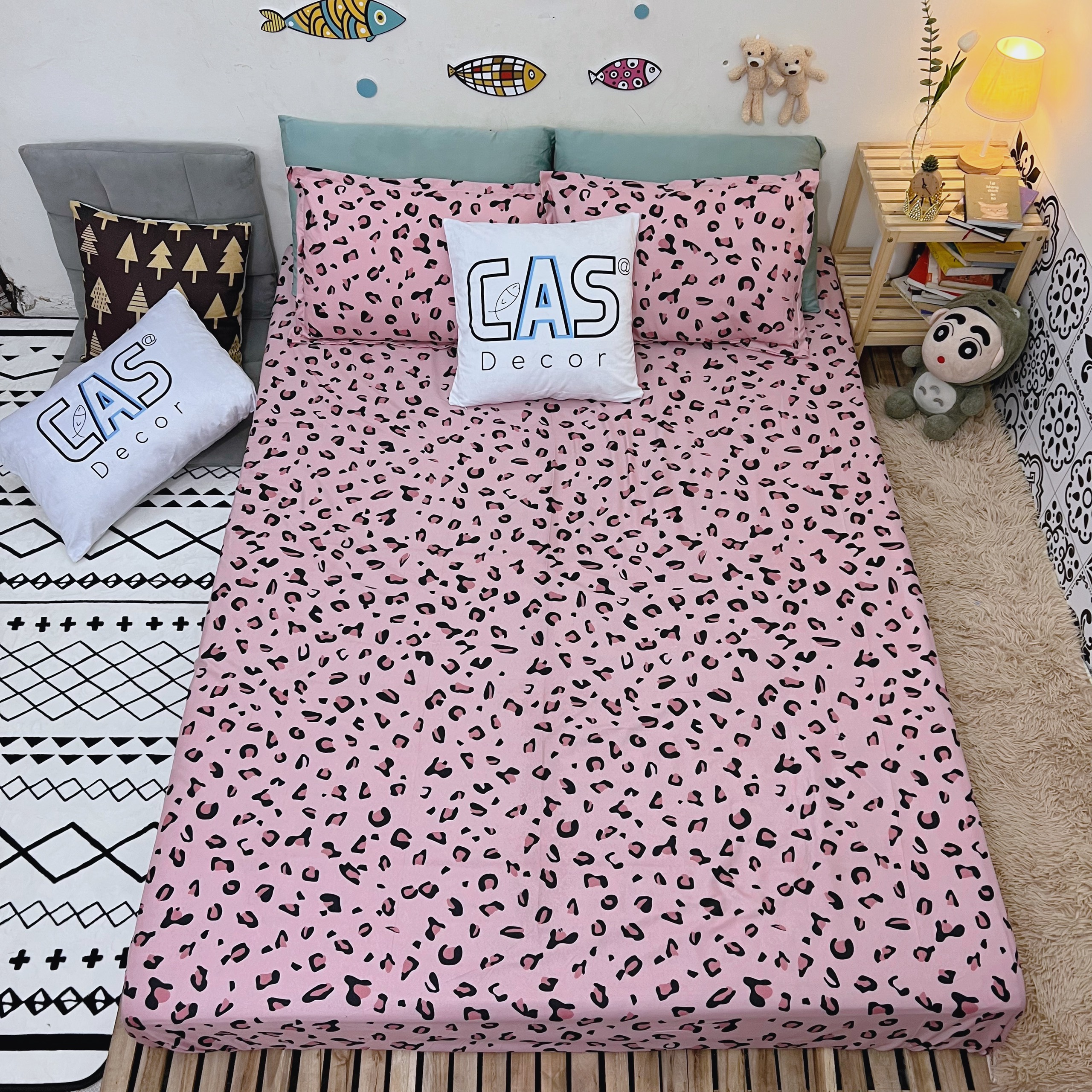 Bộ ga giường kèm 2 vỏ gối nằm cotton poly cas decor đủ kích thước 1m2 , 1m4 , 1m6 , 1m8 , 2m , 2m2