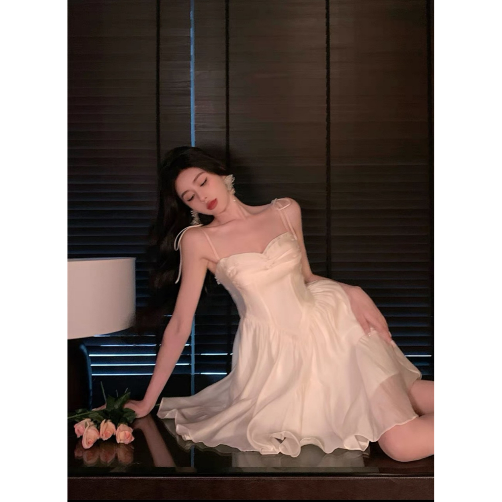 Đầm Xòe Bồng Nơ Vai Tiểu Thư Dự Tiệc
