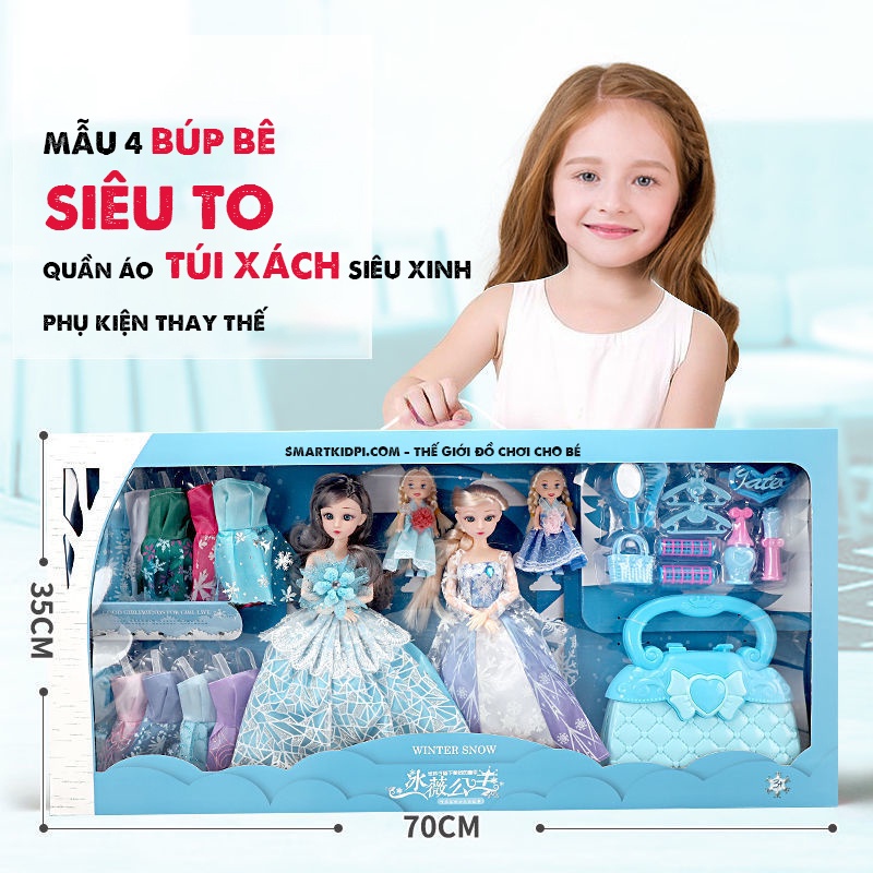 - COMBO 2 BÚP BÊ ELSA TÓC MÂY - 10 BỘ QUẦN ÁO CÓ THỂ THAY