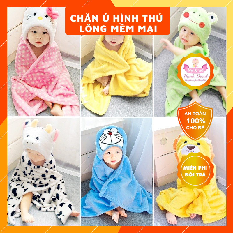 Chăn ủ thú bông dày dặn cho bé mùa đông
