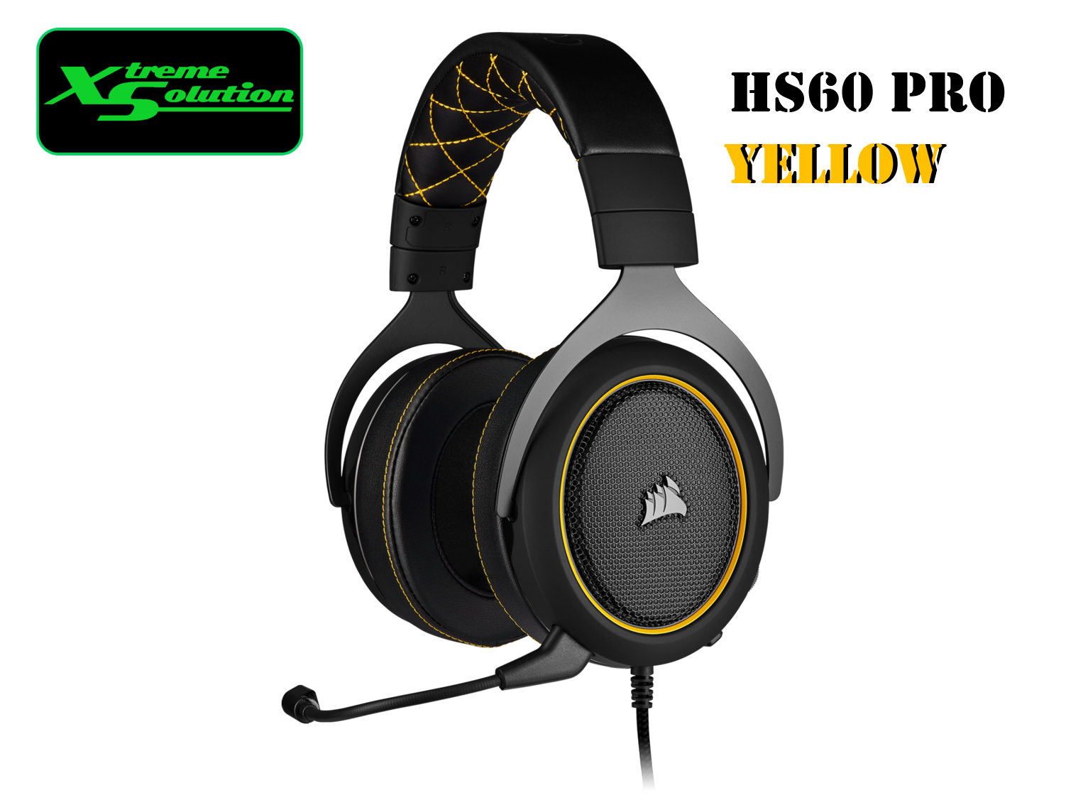 corsair hs60 pro surround gaming headset yellow