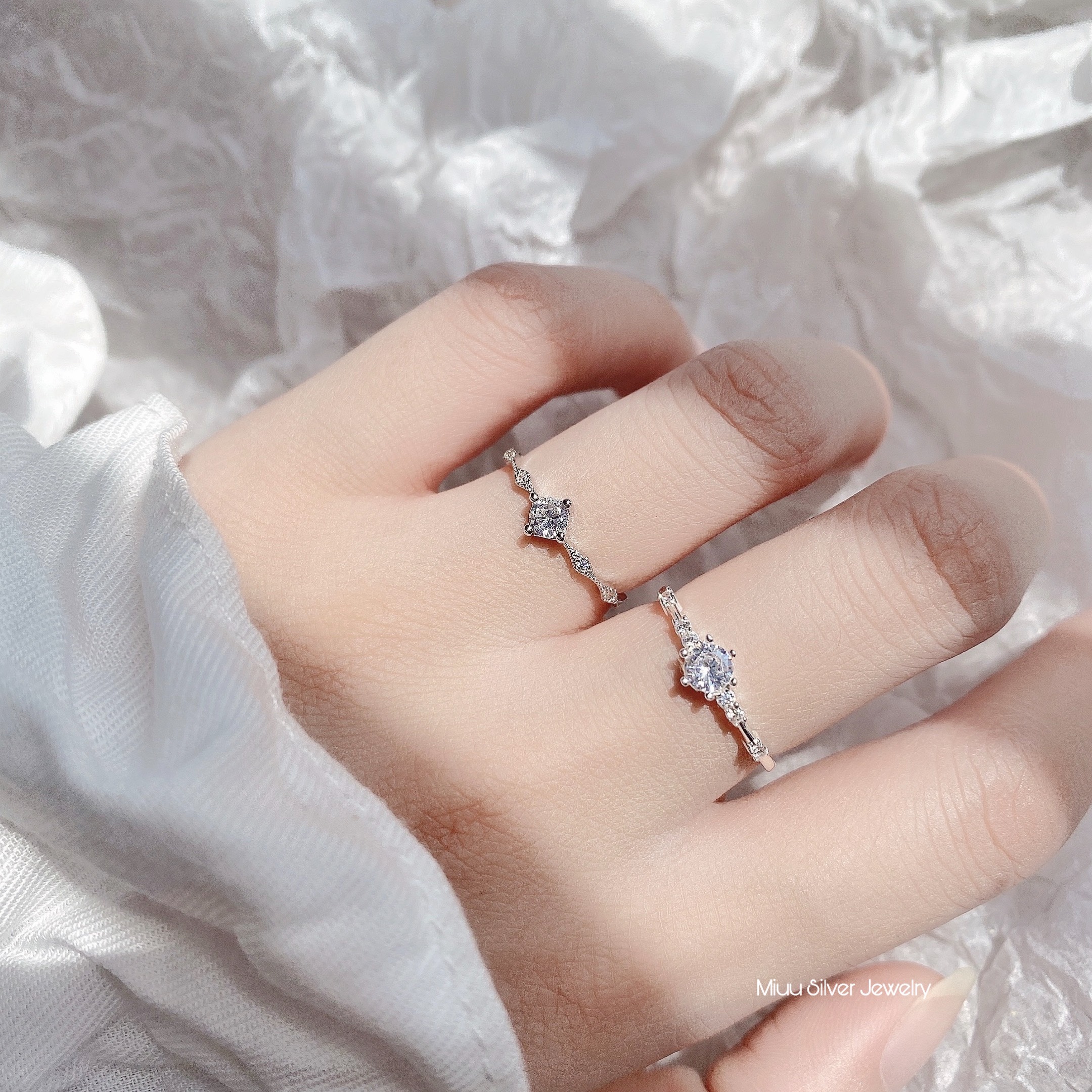 Nhẫn bạc nữ Miuu Silver đính đá Cateria Ring