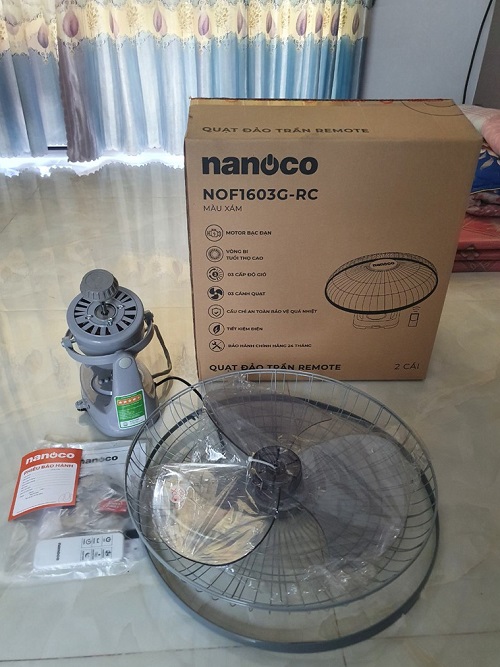 Quạt Đảo Có remote Nanoco NOF1603G-RC (Màu Xám)