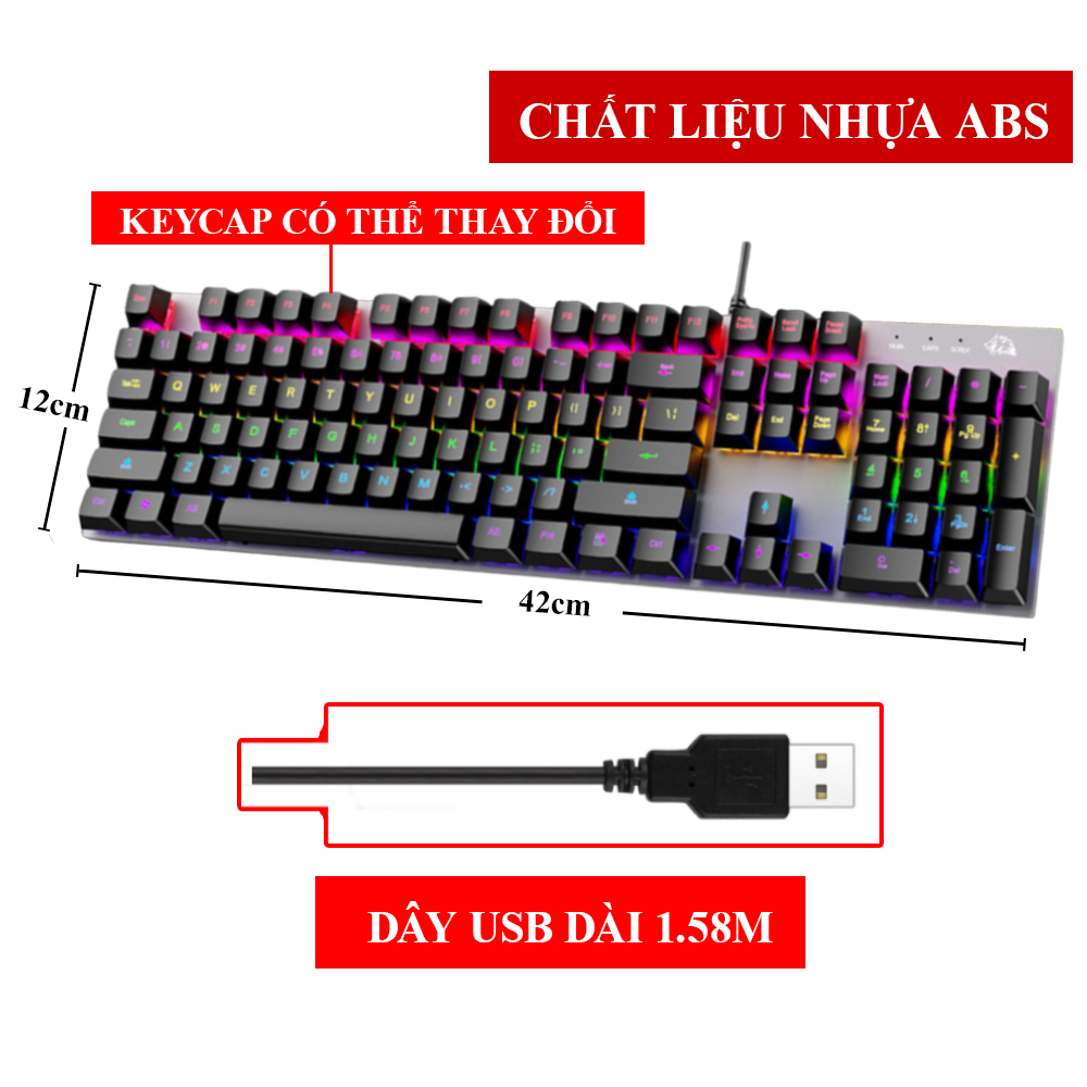 Bàn Phím Cơ POERMAX K1 Blue Switch Có Dây