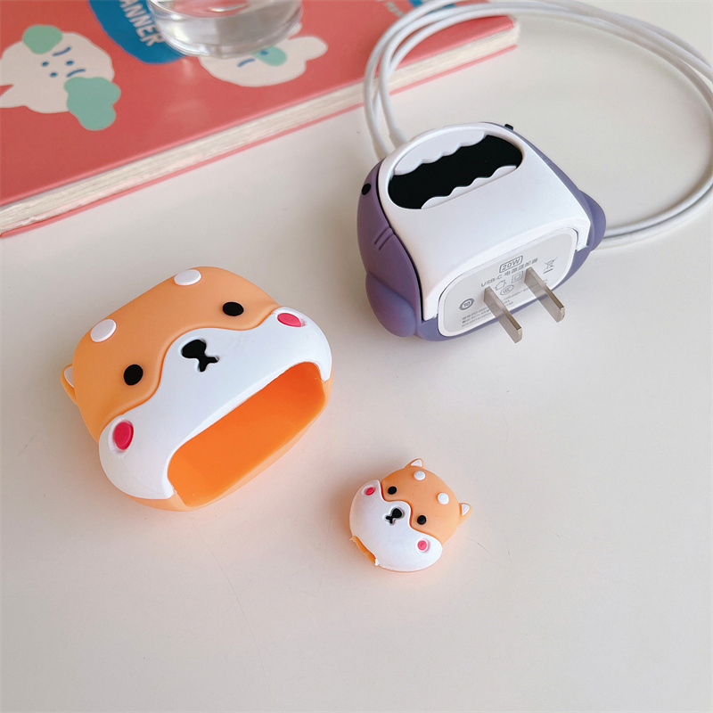 CrashStar Miếng Bảo Vệ Vết Cắn Cáp, Ốp Bảo Vệ Dây Dữ Liệu Hoạt Hình Giá Đựng Đồ Quấn Quanh Động Vật Dễ Thương Cáp Sạc Nhanh Cho iPhone 18W/20W Bán Chạy
