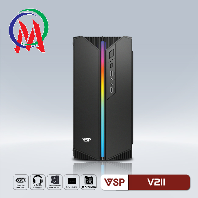 Vỏ case máy tính VSP Gaming V211 Có led RGB (mATX)