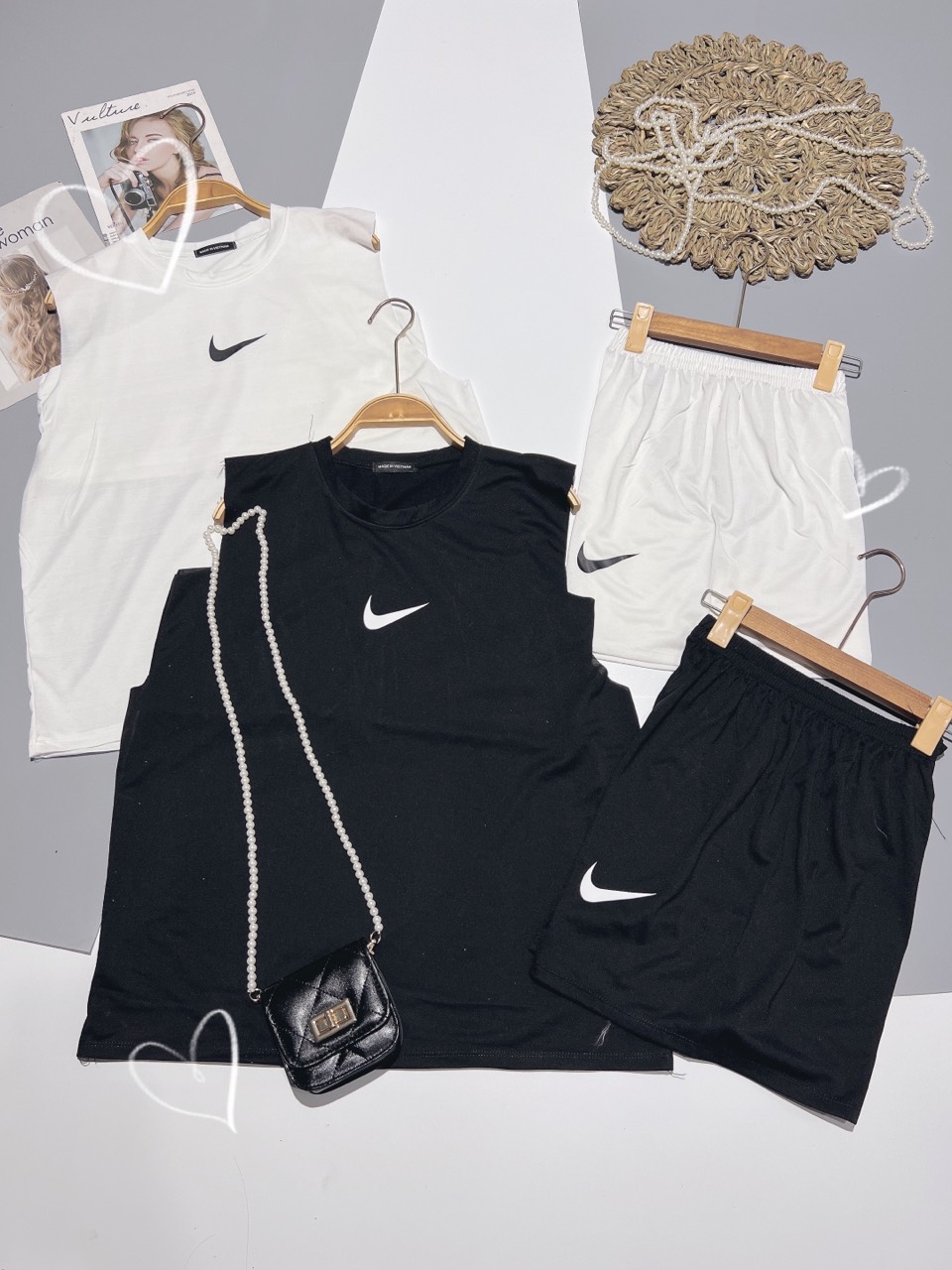 Set Tanktop Thêu Chữ V Freesize