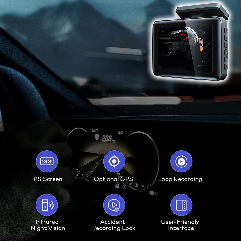Aumotop Dash Camera with Triple Camera Setup and Night Vision - Front Rear and Inside Recording for Auto Safety