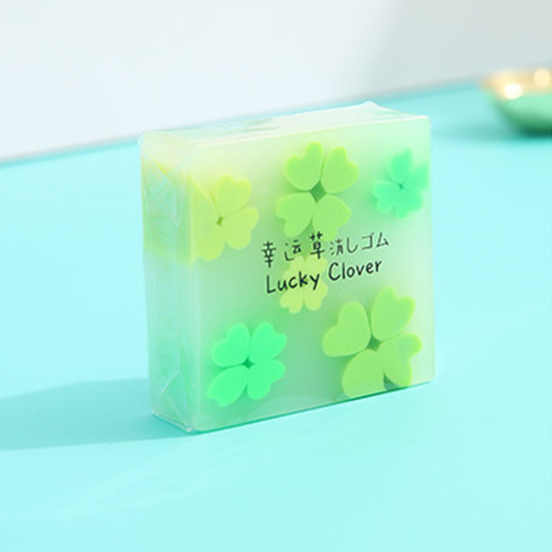 Lucky Clover Rubber Eraser School Office Less-Crumb Green Four Leaf Clover Eraser