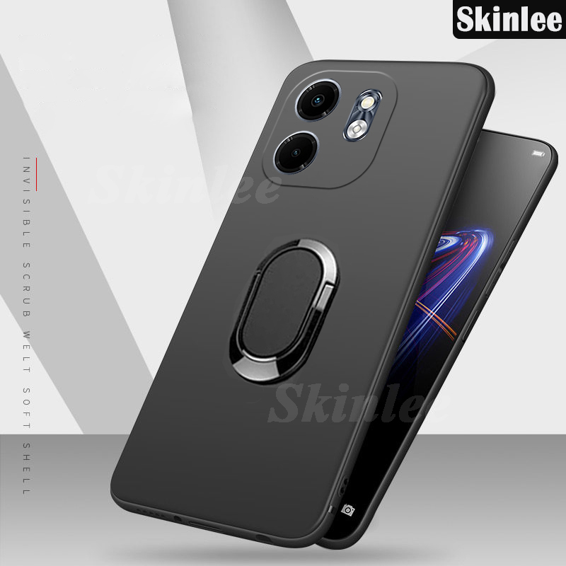 Phone case For infinix Smart 9 Back cover Finger Metal Ring Kickstand Car Holder Matte Soft Silicone Cover For infinix Smart9 Cover cases.