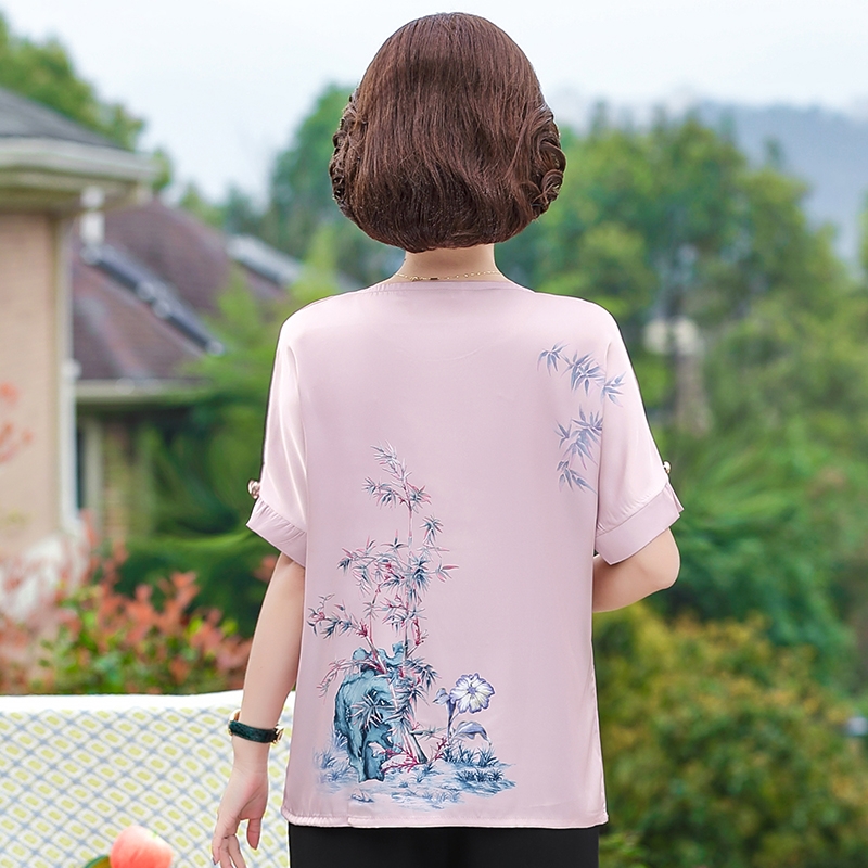 áo trung niên nữ- áo sơ mi lụa cho mẹ u50-60-70