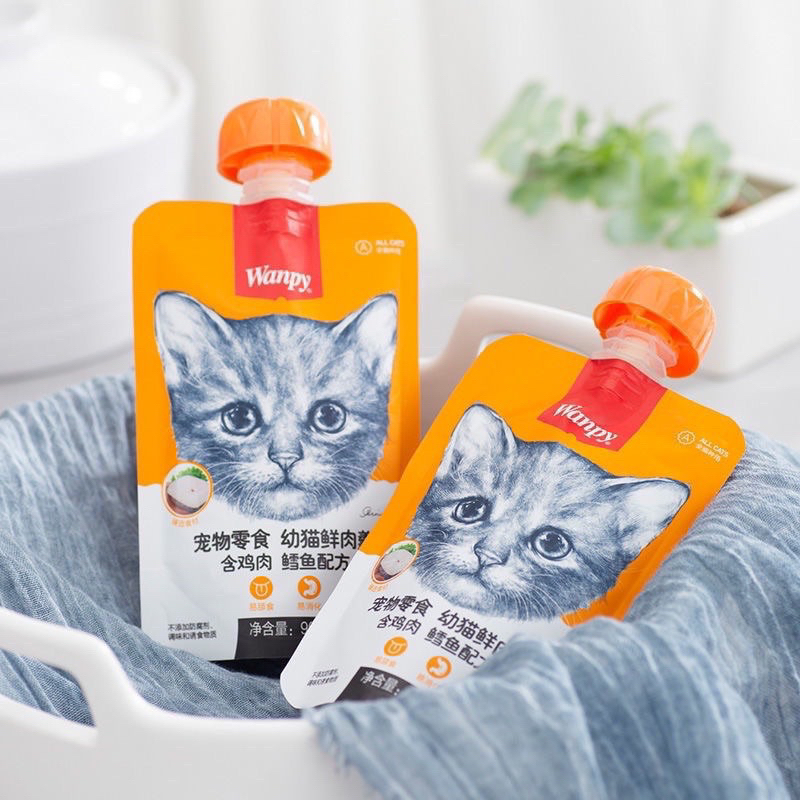 Thức ăn cho mèo dạng súp thưởng Wanpy nắp vặn tuýp 90gr