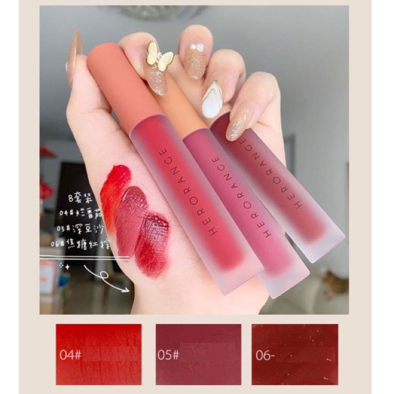 Set 3 Cây Son Kem Lì Herorange Fluffy Lip Glaze ( có tách lẻ)