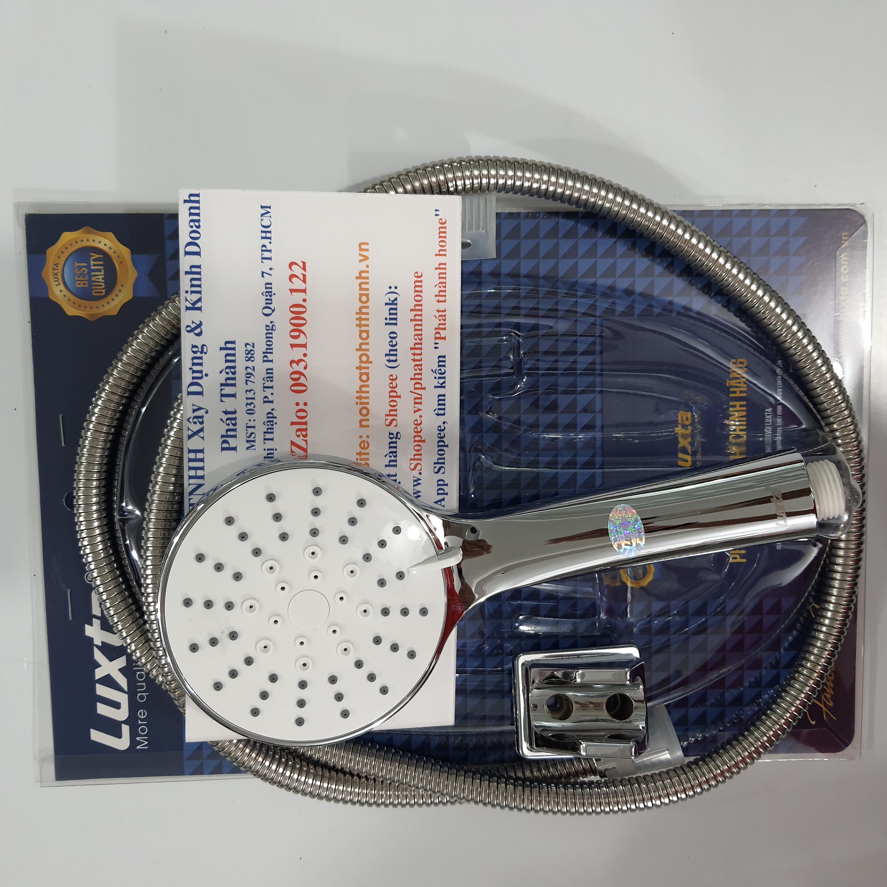 Bộ tay dây cao cấp luxta tx22, bát sen lớn, mạ crom sáng bóng, dây cấp inox, bảo hành 1 năm