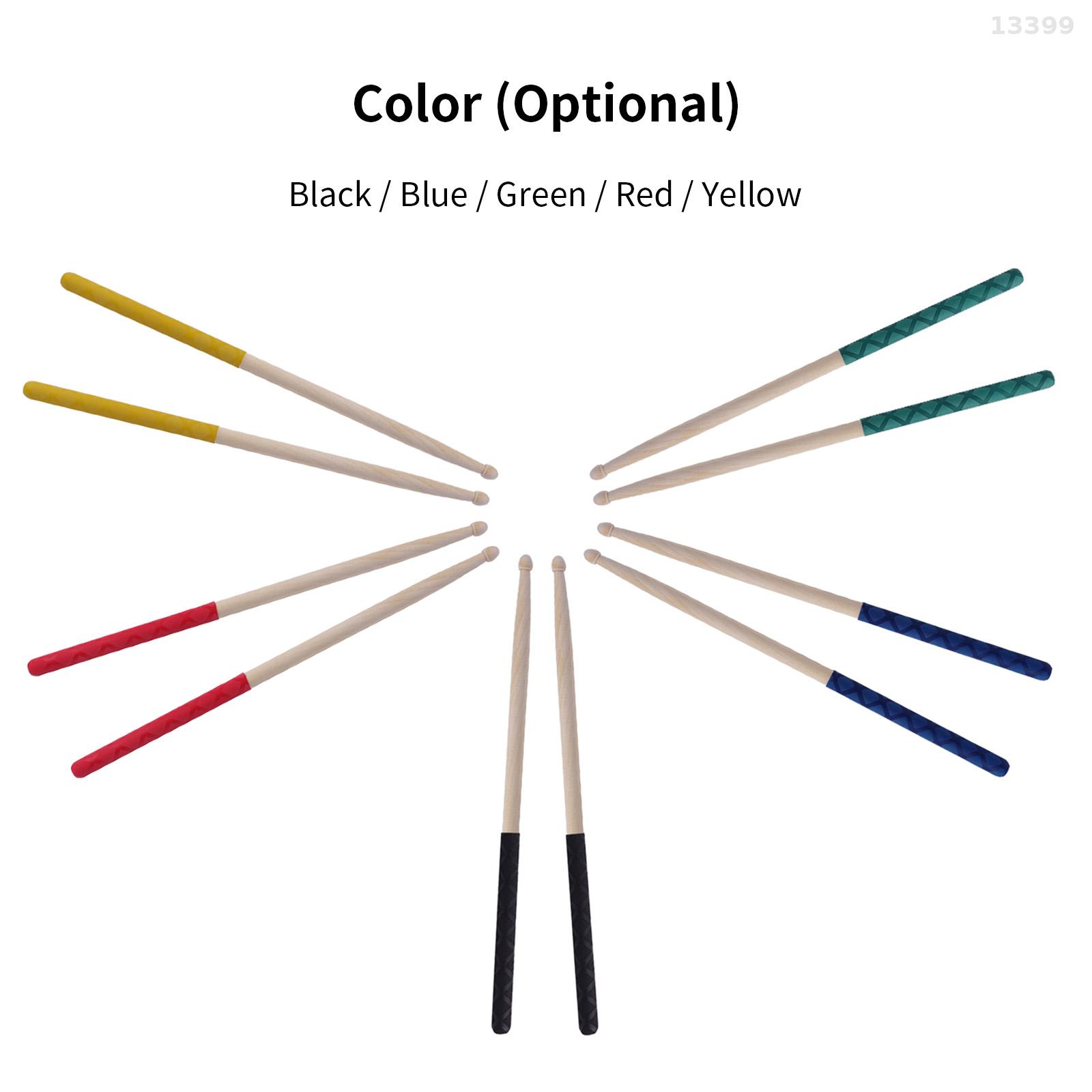 1-Pair Drumstick 5A Anti Slip Drumstick Antiskid Drum Sticks Maple Wood Drumsticks Triangular Tip with Non-Slip Wrapped Handle Musical Instrument Drum Set Accessories