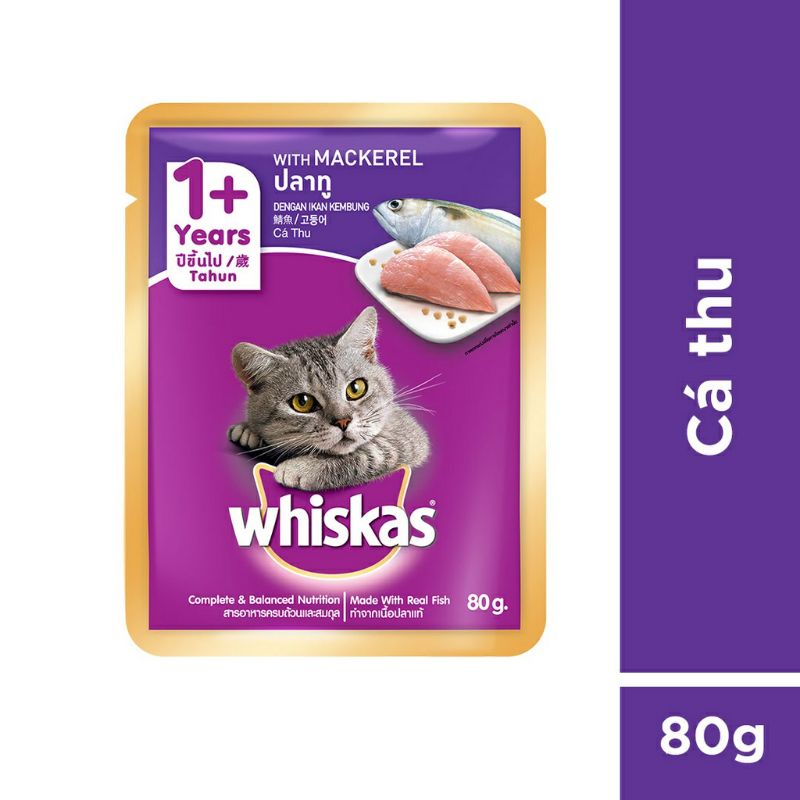 Pate Whiskas 80G - Thức Ăn Cho Mèo (24 Gói Mix Mùi)