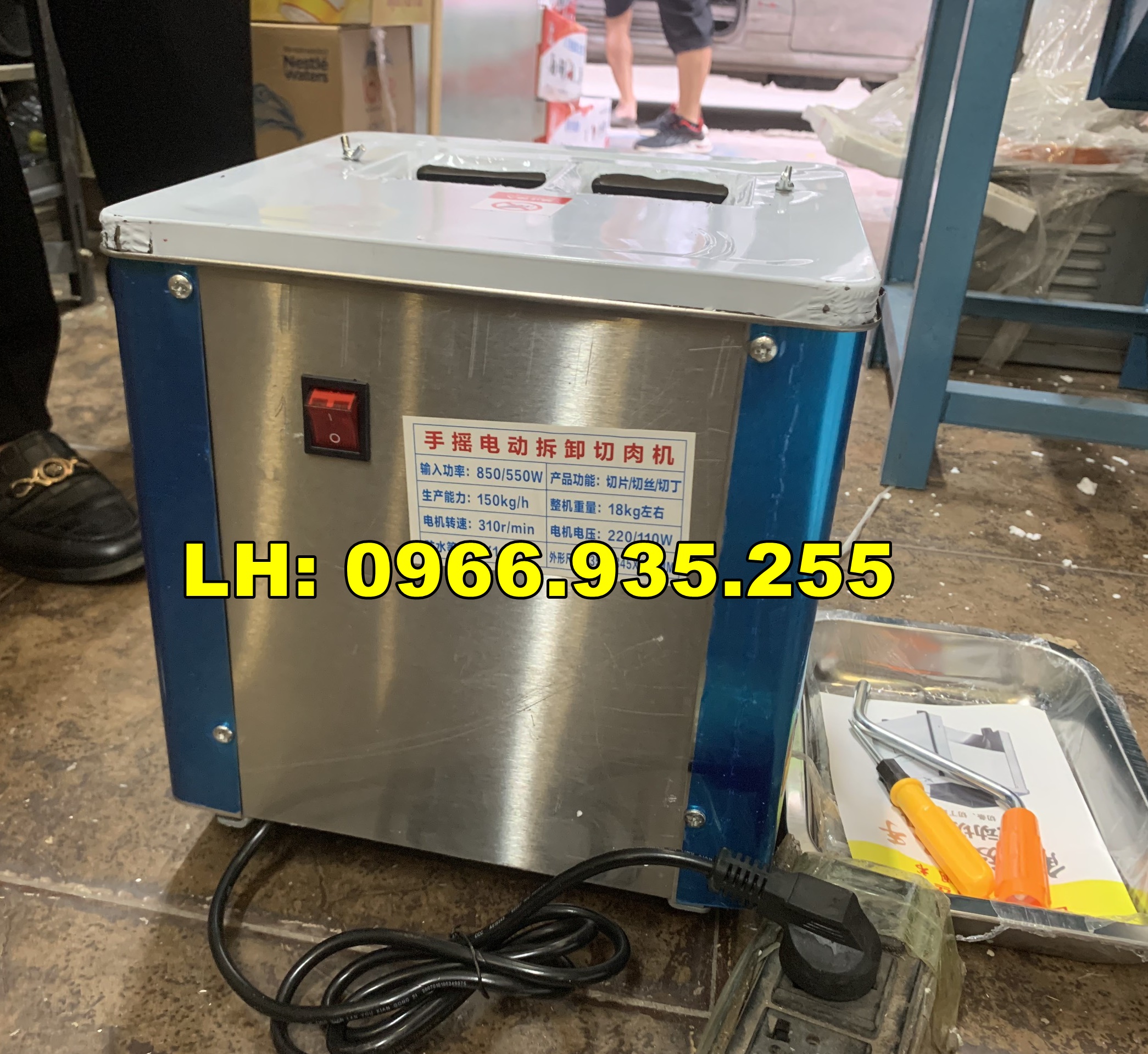Máy thái thịt chín làm giò ,máy cắt thịt 2 ngăn SS80 nhập khẩu