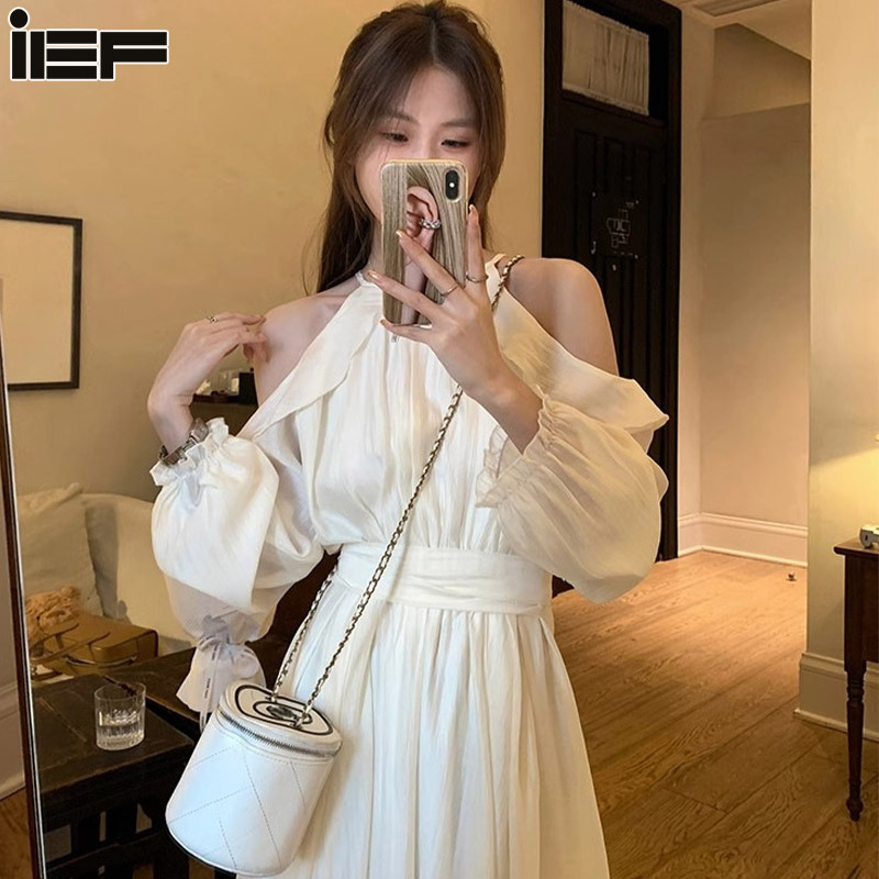 Đầm Dài Tay Hở Vai Nữ ief