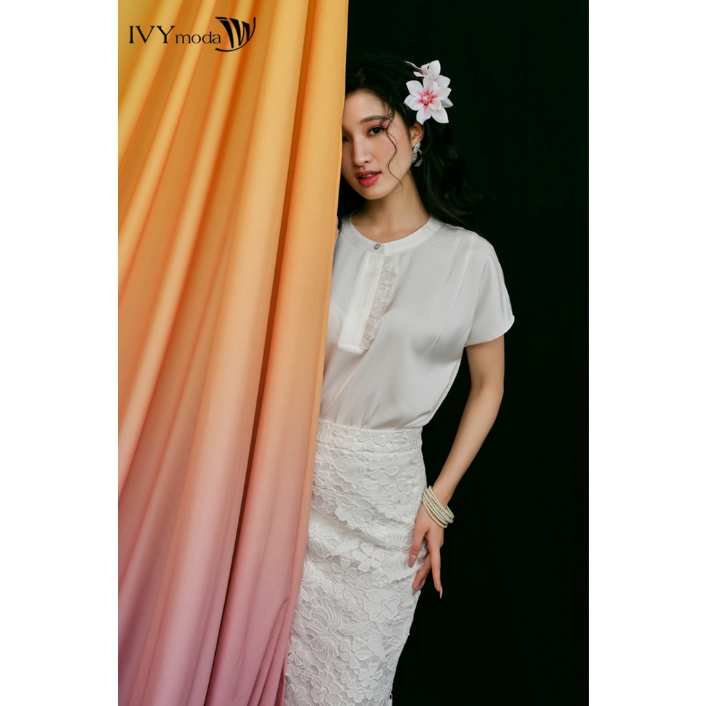 Áo lụa cổ tàu trụ IVY moda MS 16M8301