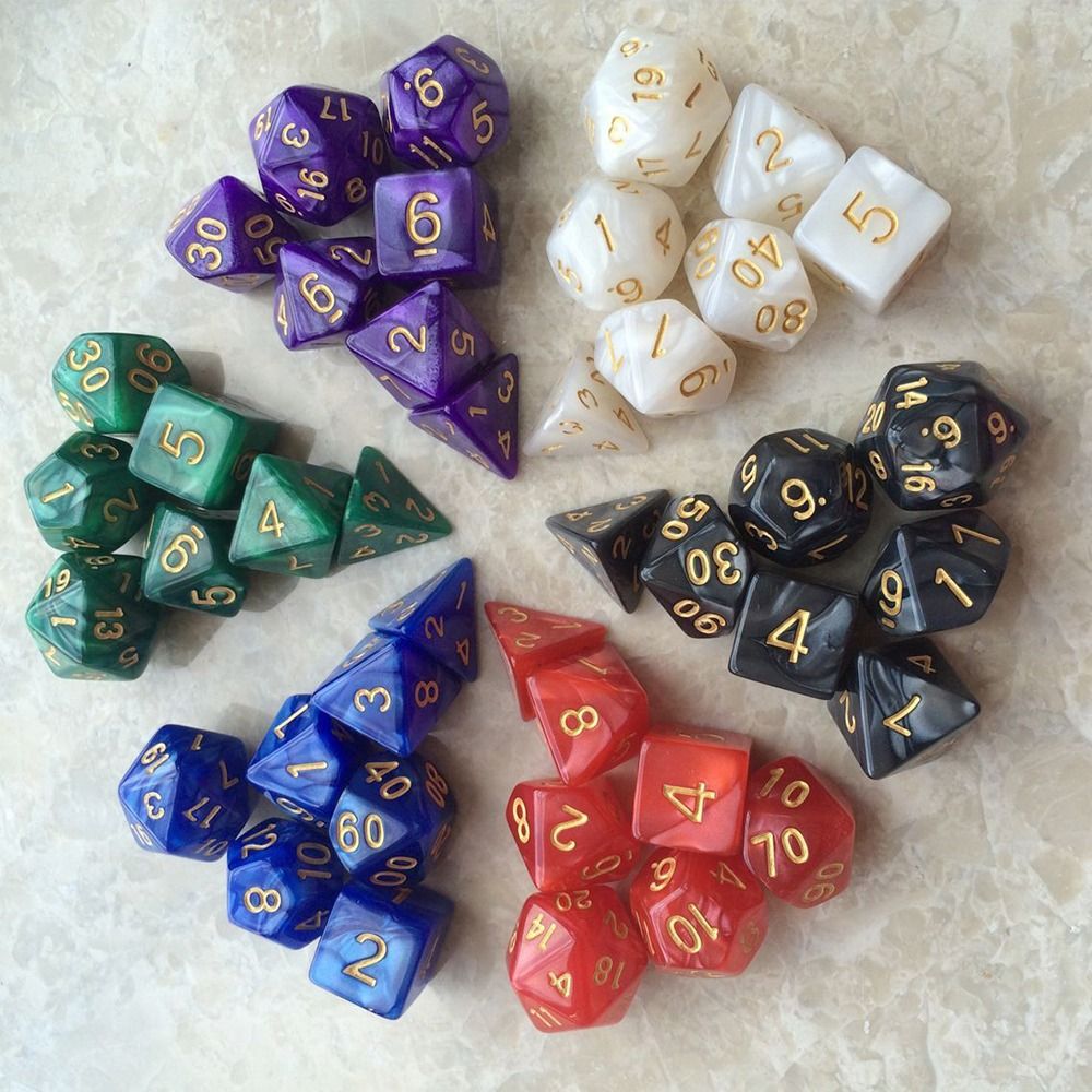 Khá MJ 7 cái/Bộ trò chơi trên bàn DND DICE D4 D6 D8 D10 D12 D20 7-Die xúc xắc đa diện nhiều mặt Acrylic trò chơi xúc xắc trpg DND