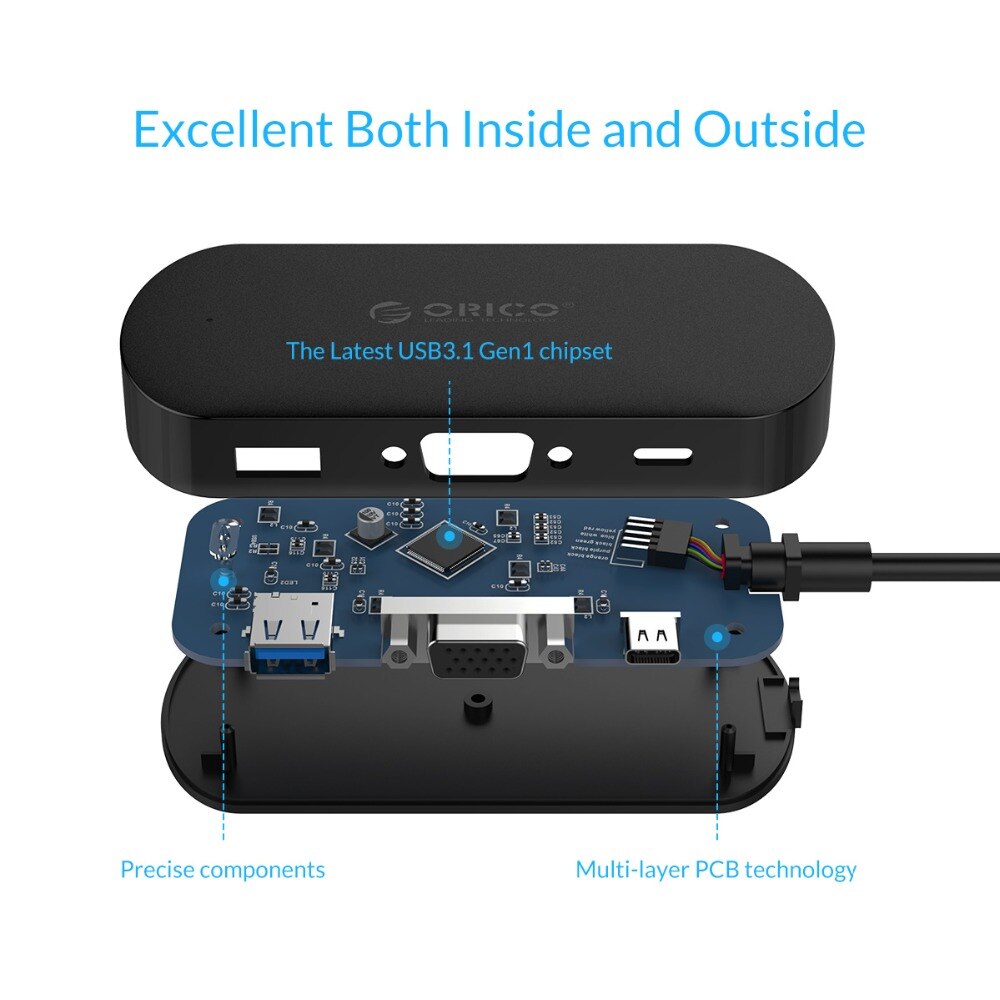 ORICO USB C HUB Type C to Multi USB 3.0 Type C HUB VGA Adapter Dock for MacBook Pro Huawei PC Accessories USB C Splitter