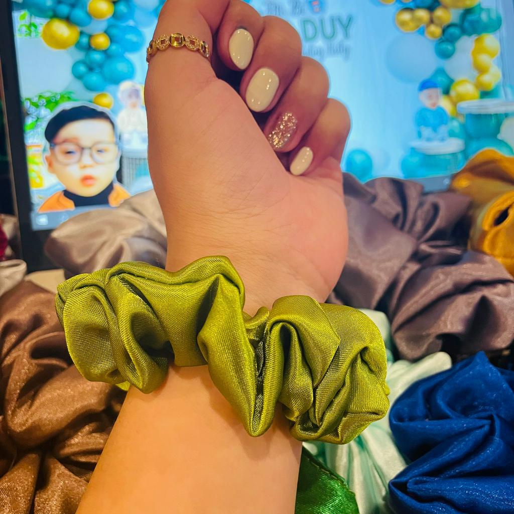 [PHI BÓNG] Dây buộc tóc Scrunchies handmade chất lụa, phi bóng mềm mịn, dây cột tóc vải dễ thương cho nữ