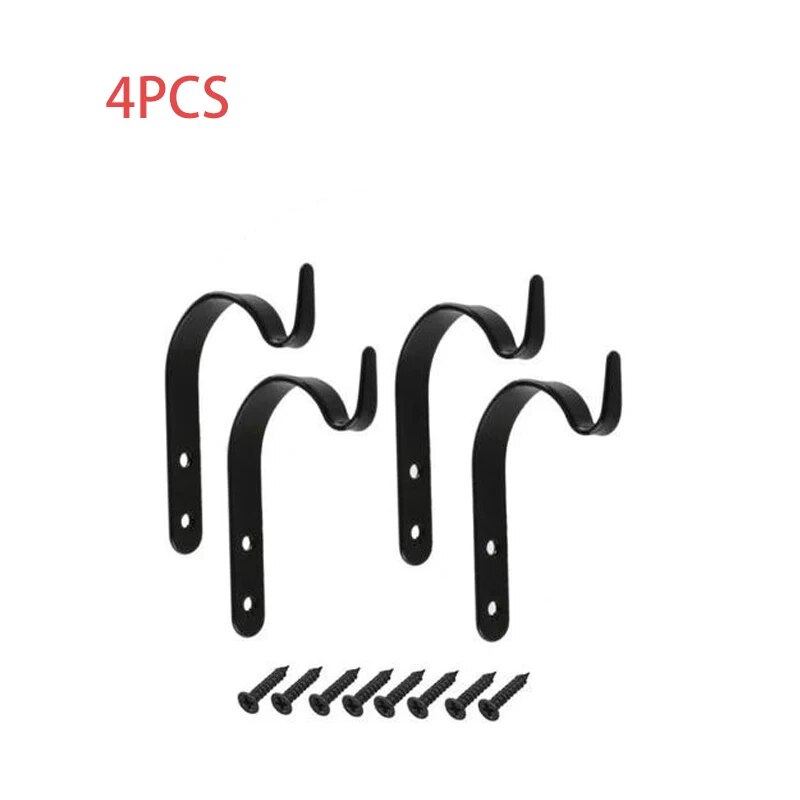 Feelife 4pcs/set Balcony Plant Hook Flower Pot Wrought Iron Hooks Holder Wall-Mounted Hanging Basket Bracket Garden Decoration