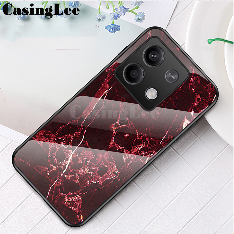 For Xiaomi Poco X6 NEO case Fashion Marble Tempered Glass Protector Soft Frame Silicon For Xiaomi Poco X6 NEO Back Cover Phone Cases. 