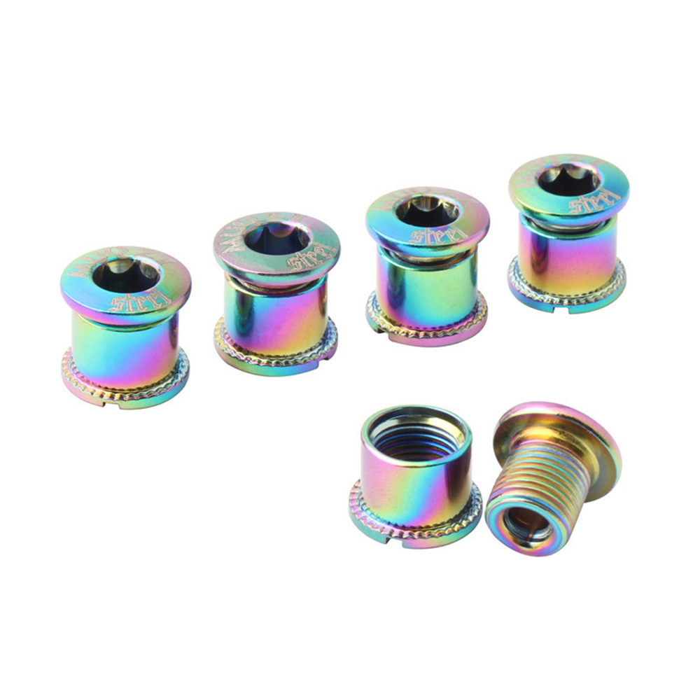 SATOH Road Bike 5pcs Single/Double/Triple Disc Aluminum Alloy Bicycle Fixed Nut Chainwheel Screws Disc Plate Nail Chain Wheel Fixed Bolt Crankset Bolt