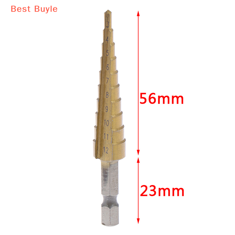 💖Best Buyle HITN Mũi Khoan Bậc Tráng 3-12Mm Mũi Khoan Tay Cầm Lục Giác Dụng Cụ Khoan Kim Loại