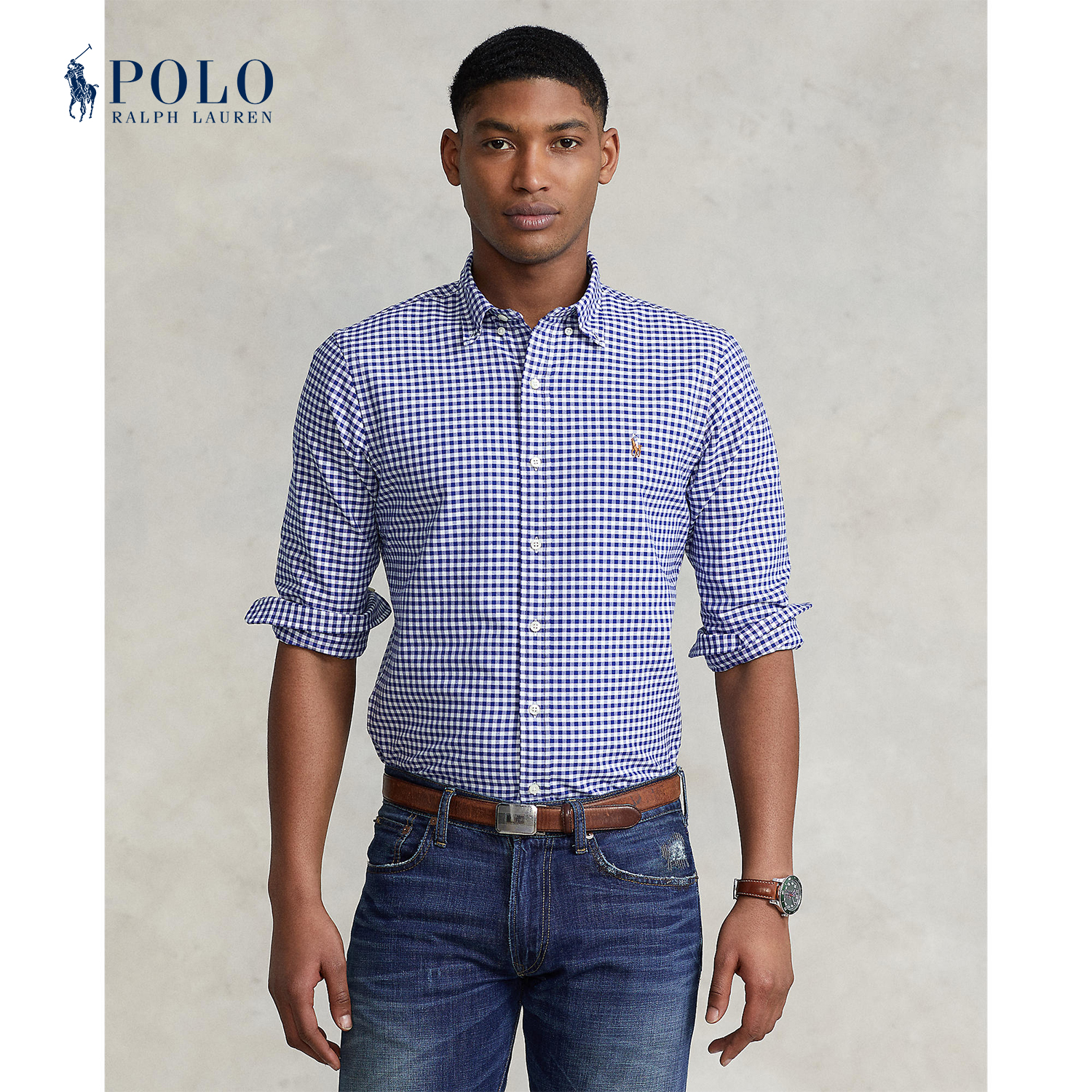 POLO RALPH LAUREN Men's Check Oxford Sportshirt, Blue/White, S at   Men's Clothing store