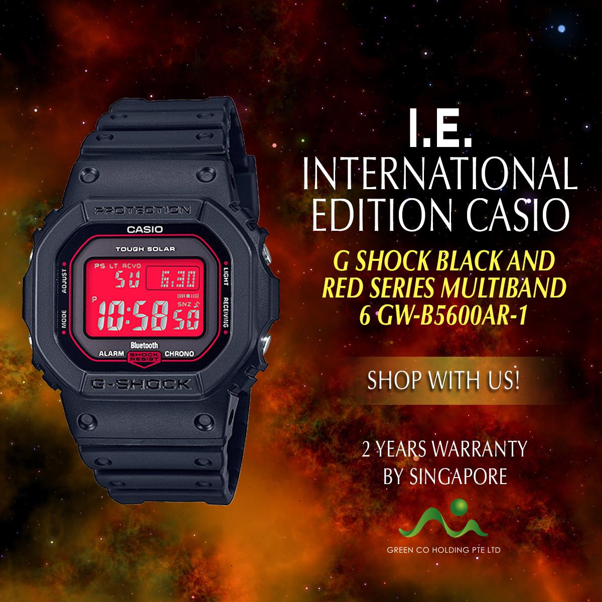 CASIO INTERNATIONAL EDITION G SHOCK BLACK AND RED SERIES CLASSIC DIGITAL GW- B5600AR-1 | Lazada Singapore