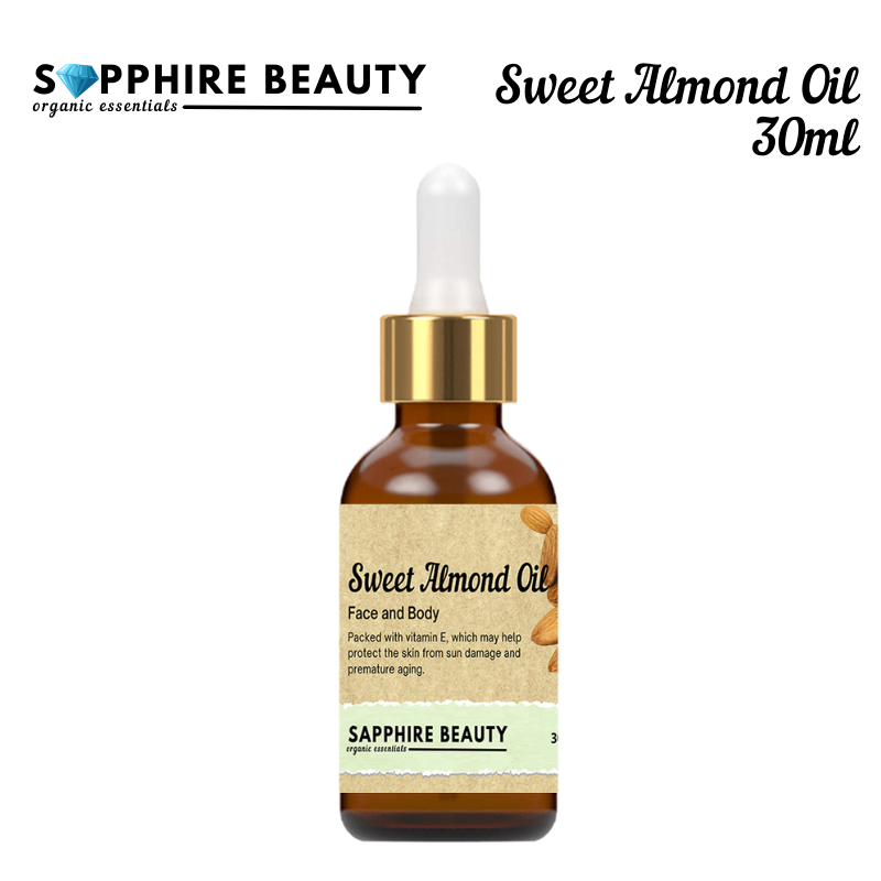SAPPHIRE BEAUTY Sweet Almond Oil 30ml Premium ColdPressed Moisturizing