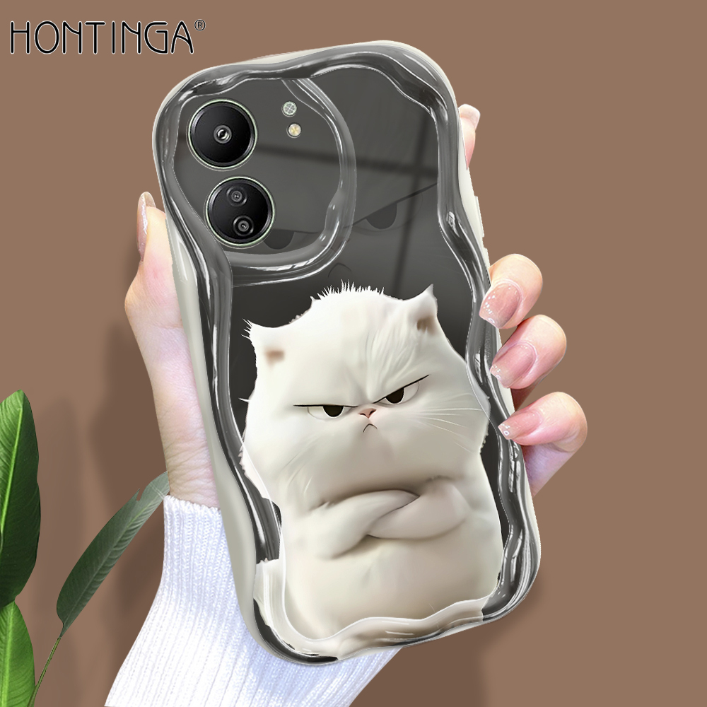 Hontinga for Redmi 13C Xiaomi Poco C65 Back Cover Cute Print Phone Case Texture Wavy Edge Soft Mobile Cover