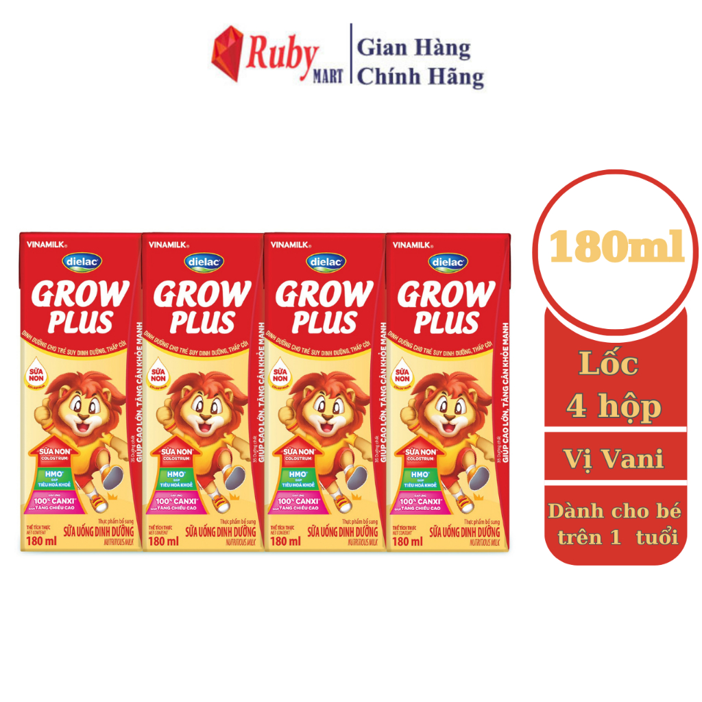 Lốc 4 hộp 180ml sữa bột pha sẵn dielac grow plus