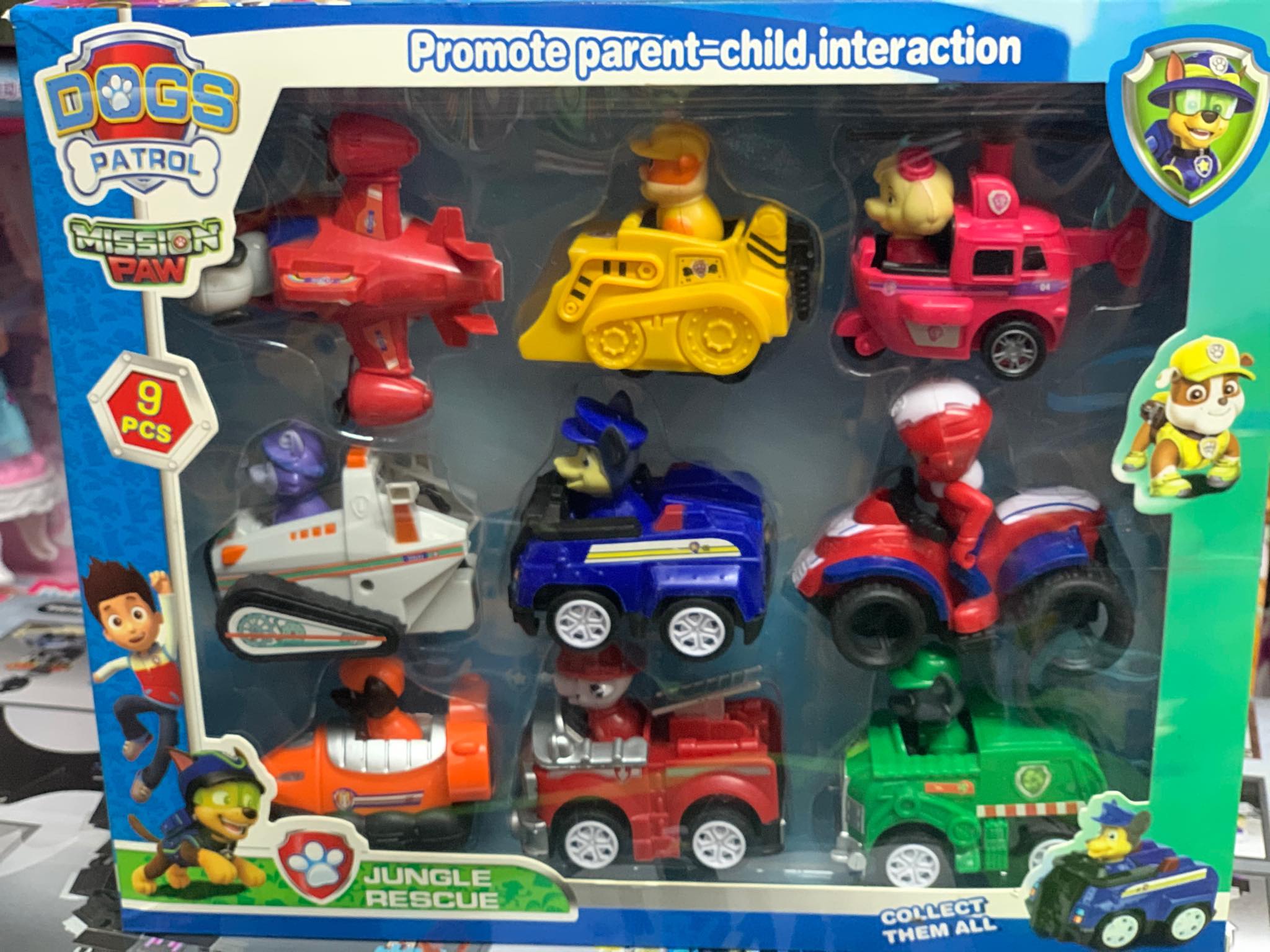 Jungle Rescue Bộ 9 xe đồ chơi đội chó cứu hộ chạy bằng đà A11 999