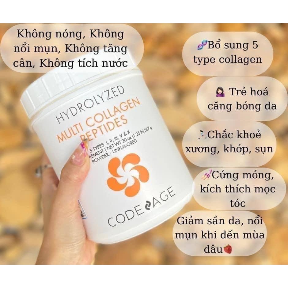 Bột collagen tổng hợp giúp trẻ hóa da Codeage Hydrolyzed Multi Collagen Peptides 567g